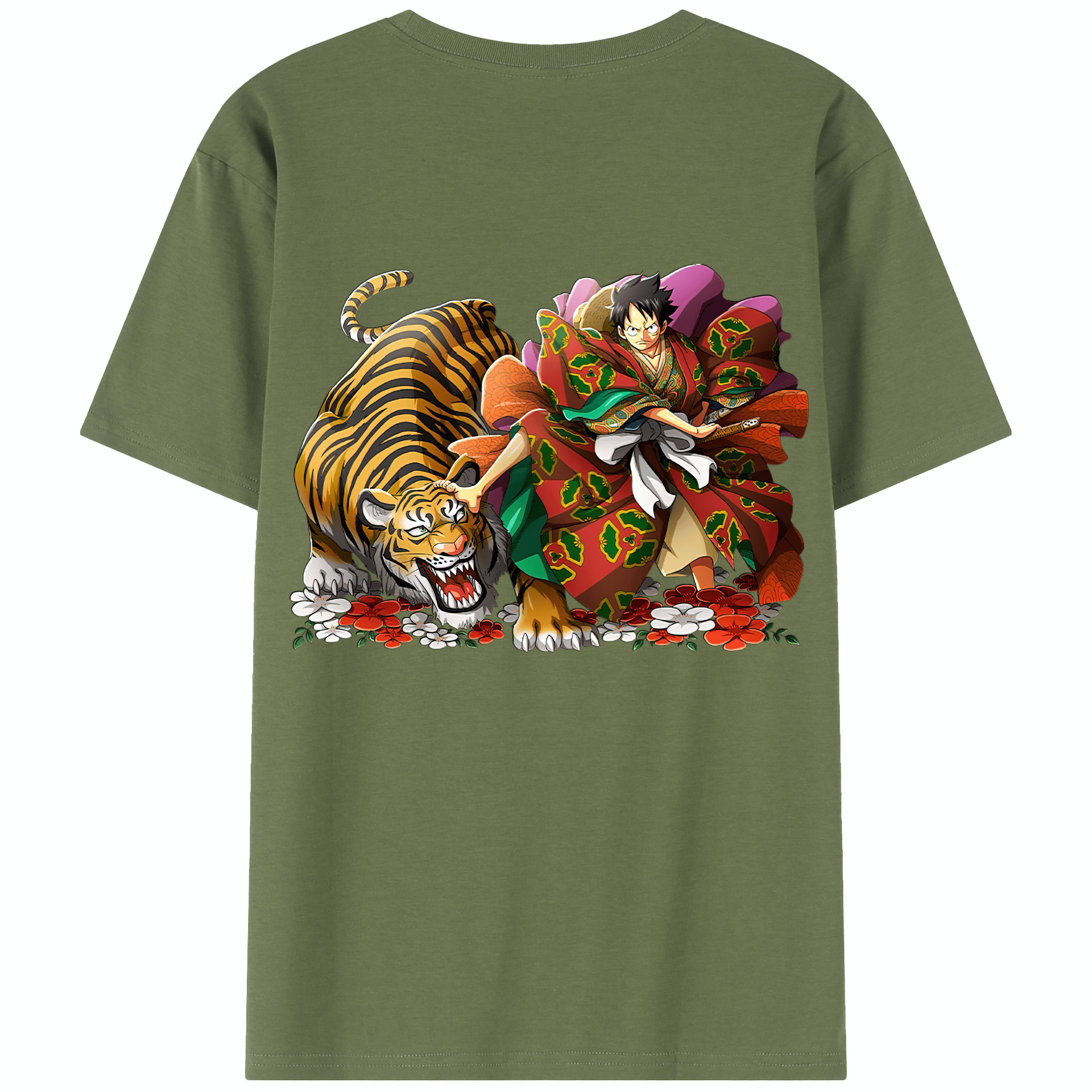 ワンピース モンキー・D・ルフィ ONE PIECE Monkey D. Luffy 綿100％半袖Tシャツ（背面プリント）